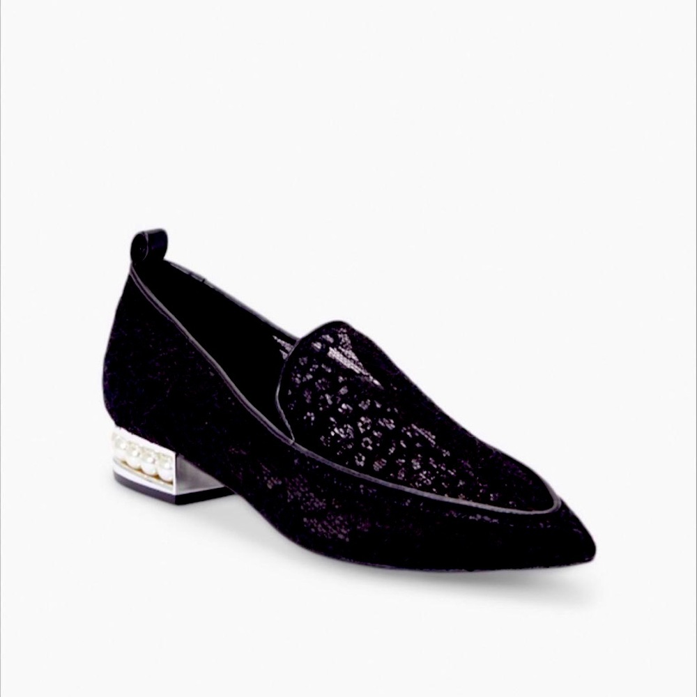 Pearl heeled laced loafer